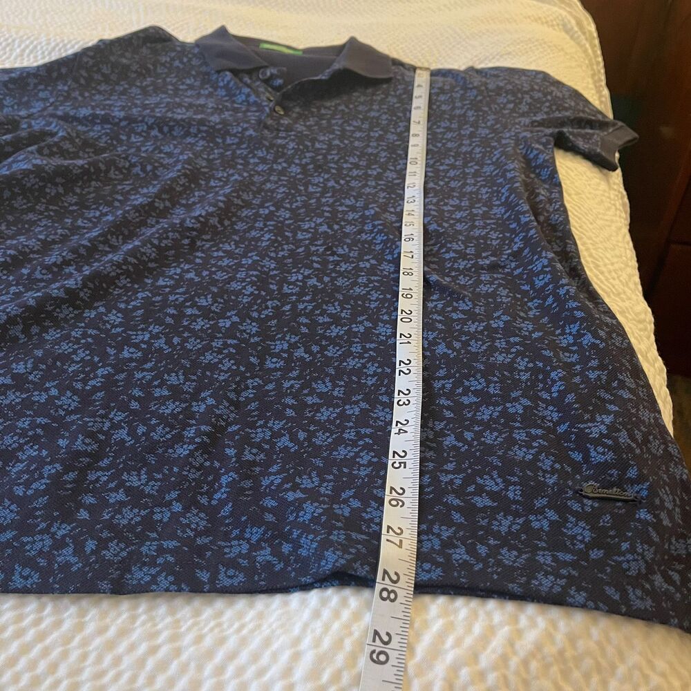 United Colors of Benetton Men’s Polo Shirt Navy Blue Floral Print Size L - Picture 8 of 9